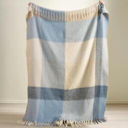 Rackhams Faux Mohair Check Blanket Throw Blue - 130 x 170 cm - Blue - thumbnail 2