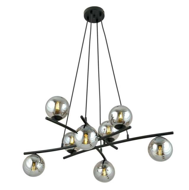 Rackhams ESSA Pendant lamp 8 x E14 Black with Graphite Shade - image 1