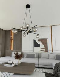 Rackhams ESSA Pendant lamp 8 x E14 Black with Graphite Shade - thumbnail 4