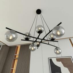 Rackhams ESSA Pendant lamp 8 x E14 Black with Graphite Shade - thumbnail 6