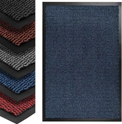 Rackhams Dirt Stopper Entry Door Mat - Heavy Duty Non-Slip Entrance Rug, Shoes Scraper, Hypoallergenic, Super Absorbent Carpet for Indoor and Outdoor - Grey / Black - 40cm x 60cm
