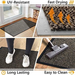 Rackhams Dirt Stopper Entry Door Mat - Heavy Duty Non-Slip Entrance Rug, Shoes Scraper, Hypoallergenic, Super Absorbent Carpet for Indoor and Outdoor - Grey / Black - 40cm x 60cm - thumbnail 5