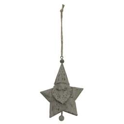 Rackhams Rustic Santa Christmas Hanging Decoration - White/Red - White/Red - 14cm x 2cm x 9cm - 100% Mixed - thumbnail 1