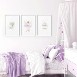 Rackhams Nursery Artwork - Set of 3 wall art prints - A2 16.54 x 23.39 in / 42 x 59.4 cm - Matte Museum Quality Art Paper 290 gsm - Oak Frame - thumbnail 1