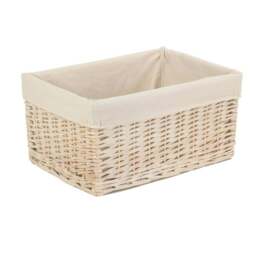 Rackhams Whitewash White Lined Wicker Storage Basket - Extra Large - thumbnail 3