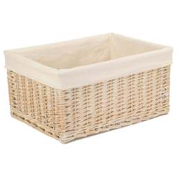 Rackhams Whitewash White Lined Wicker Storage Basket - Extra Large - thumbnail 1