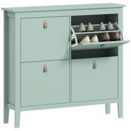 Rackhams 4 Drawer Shoe Cabinet with Flip Doors for Hallway, Entryway, Green - White - thumbnail 2