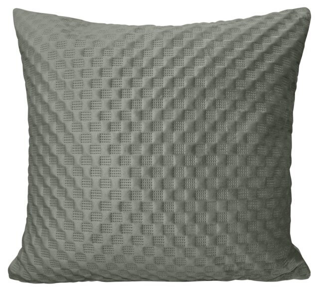 Rackhams 3D Embossed Checkered Plain Cushion - 43cm x 43cm - Grey - image 1