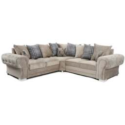 Rackhams Milan Chesterfield Fabric 5 Seater Corner Sofa - Scatter Back - Mink - thumbnail 1