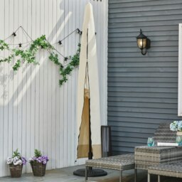 Rackhams Parasol Cover, 600D Oxford Cantilever Umbrella Cover Fit for 2-4m Parasol, Banana Umbrella Protector with Zipper - White - Beige - thumbnail 3
