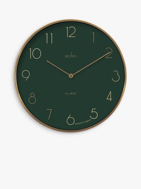 Rackhams Madison Wall Clock Quartz Modern Brushed Metal Case Foil Embossed Urban Jungle 35cm