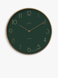 Rackhams Madison Wall Clock Quartz Modern Brushed Metal Case Foil Embossed Urban Jungle 35cm