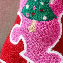 Rackhams Santa's Howdy Christmas Boot Boucle 3D Shaped Cushion Pink - Pink - thumbnail 2
