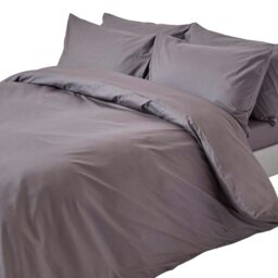 Rackhams Crisp & Cool 200 TC Egyptian Cotton Percale Duvet Cover Set - Single - Dark Grey - thumbnail 1
