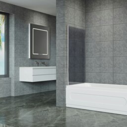 Rackhams 4mm Thickness Tempered Glass Shower Screen - Grey - thumbnail 2