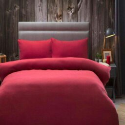 Rackhams Brushed Cotton Duvet Cover - Red - Superking - Red - 100% Cotton - thumbnail 3