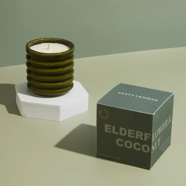 Rackhams Zesty Lemons Contemporary Kiln Range - Candles - Small - Olive - Elderflower & Coconut - image 1