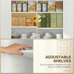 Rackhams Tall Kitchen Cupboard, 183cm Freestanding Storage Cabinet with Drawer - thumbnail 5