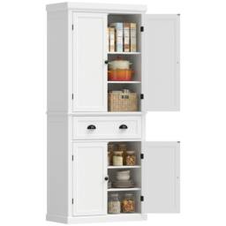 Rackhams Tall Kitchen Cupboard, 183cm Freestanding Storage Cabinet with Drawer - thumbnail 2