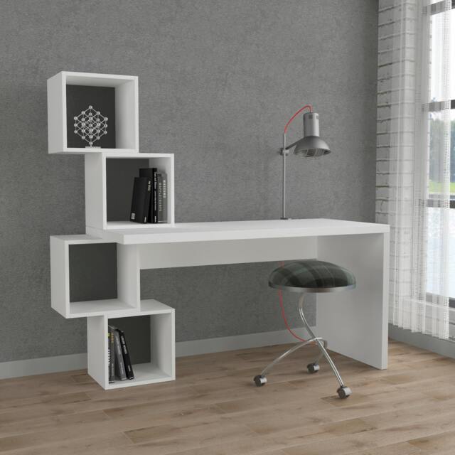 Rackhams Balance Desk Modern 4-Tier Open Storage Shelves Engineered Wood 140x153.5x60cm - Anthracite Grey - image 1