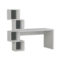 Rackhams Balance Desk Modern 4-Tier Open Storage Shelves Engineered Wood 140x153.5x60cm - Anthracite Grey - thumbnail 2