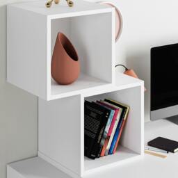Rackhams Balance Desk Modern 4-Tier Open Storage Shelves Engineered Wood 140x153.5x60cm - Anthracite Grey - thumbnail 6