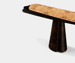 Rackhams Ankar Console Table: Luxury in Poplar Root Venner & Brass - thumbnail 2