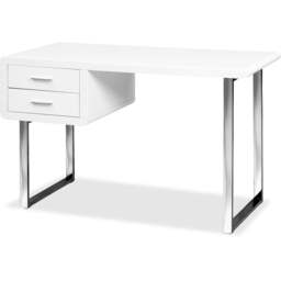 Rackhams HARMONIA Gloss White with Chrome legs 2-Drawer Contemporary Home Office Luxury Computer Desk - thumbnail 6
