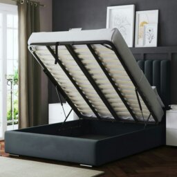 Rackhams Evangeline Ottoman Bed with Upholstered Headboard - Grey (Steel) - Small Double / 4ft - thumbnail 5