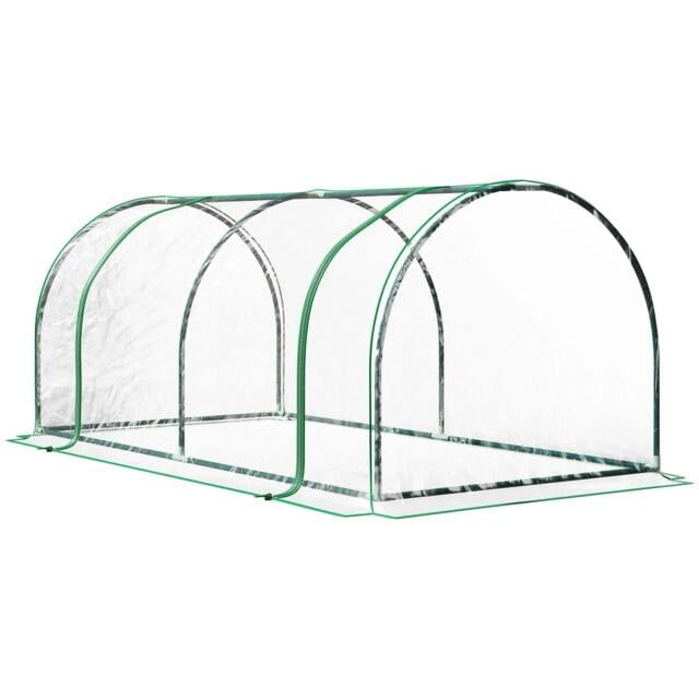 Rackhams Tunnel Greenhouse Green Grow House for Garden Outdoor, Steel Frame, PVC Cover, Transparent, 200 x 100 x 80cm - image 1