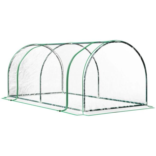 Rackhams Tunnel Greenhouse Green Grow House for Garden Outdoor, Steel Frame, PVC Cover, Transparent, 200 x 100 x 80cm - CLEAR - image 1