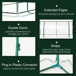 Rackhams Tunnel Greenhouse Green Grow House for Garden Outdoor, Steel Frame, PVC Cover, Transparent, 200 x 100 x 80cm - thumbnail 4