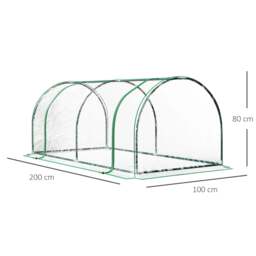 Rackhams Tunnel Greenhouse Green Grow House for Garden Outdoor, Steel Frame, PVC Cover, Transparent, 200 x 100 x 80cm - thumbnail 3