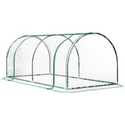 Rackhams Tunnel Greenhouse Green Grow House for Garden Outdoor, Steel Frame, PVC Cover, Transparent, 200 x 100 x 80cm - thumbnail 1