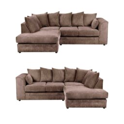 Rackhams Dylan Jumbo Cord 4 Seater Fabric Corner Sofa in Chocolate - Right Hand Corner - thumbnail 2