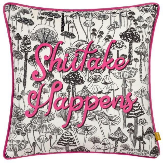 Rackhams Shiitake Happens Velvet Piped Cushion Cover - Fuchsia - 43cm x 43cm - Fuchsia - 100% Polyester - image 1