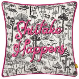 Rackhams Shiitake Happens Velvet Piped Cushion Cover - Fuchsia - 43cm x 43cm - Fuchsia - 100% Polyester