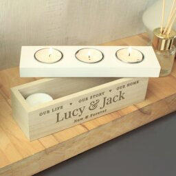 Rackhams Personalised Our Life Story & Home Triple Tea Light Box - thumbnail 4