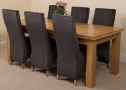 Rackhams Richmond Large Oak Extending Dining Table with Lola Fabric Chairs - 6 chairs - Black