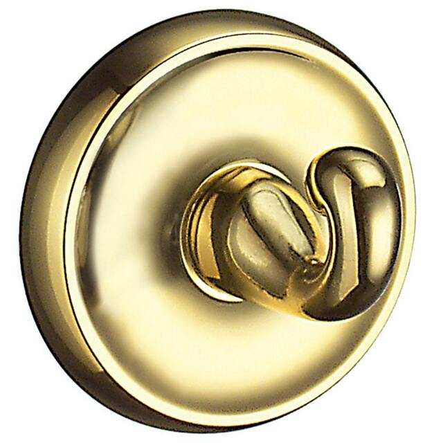 Rackhams Single Polished Brass Towel Hook (55mm) Wall Mounted Bathroom Storage Square Robe Hooks Clothes Hanger Coat Peg