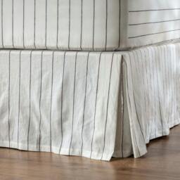 Rackhams White / Blackberry Pinstripe Blended Linen/Cotton Bed Valance - King