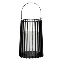 Rackhams Lynk Glass Lantern Candle Holder - Black - Black - 50cm x 22cm x 22cm - 100% Mixed - thumbnail 3