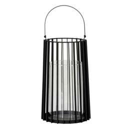 Rackhams Lynk Glass Lantern Candle Holder - Black - Black - 50cm x 22cm x 22cm - 100% Mixed