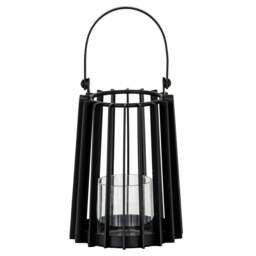 Rackhams Lynk Glass Lantern Candle Holder - Black - Black - 50cm x 22cm x 22cm - 100% Mixed - thumbnail 2