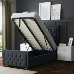 Rackhams Allegra Ottoman Bed with Upholstered Headboard - Grey (Steel) - Single / 3ft - thumbnail 5