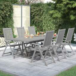 Rackhams 7 Piece Garden Dining Set Solid Wood Acacia
