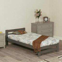 Rackhams Xiamen Pine Bed - White/Grey, 4 Sizes - White - 4FT - thumbnail 4