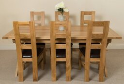 Rackhams Vermont Cross Leg Oak Extending Dining Table with Yale Oak Chairs - Natural Oak - 8 chairs - thumbnail 3
