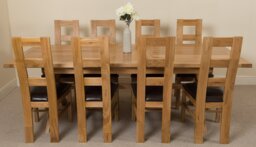 Rackhams Vermont Cross Leg Oak Extending Dining Table with Yale Oak Chairs - Natural Oak - 8 chairs - thumbnail 5