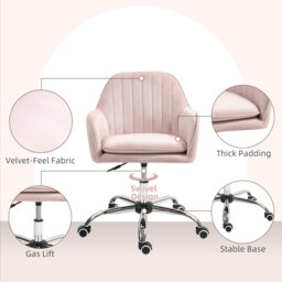 Rackhams Office Chair, Swivel Desk Chair w/ Adjustable Height, Pink - Pink - thumbnail 5